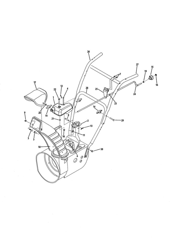 Extended Chute Diagram and Parts List for 769-04194  MTD Snow Blower