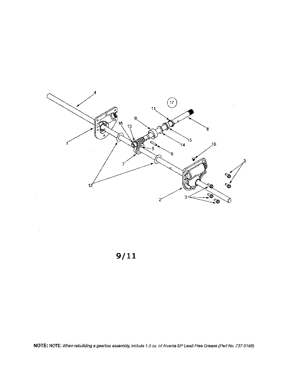 Axle Diagram and Parts List for 31CE660F129  MTD Snow Blower