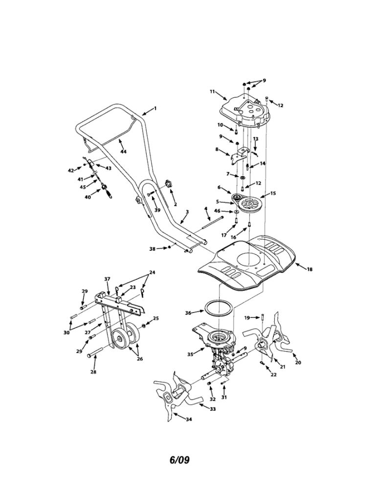 Tiller Diagram and Parts List for 21A-240M000  MTD Tiller