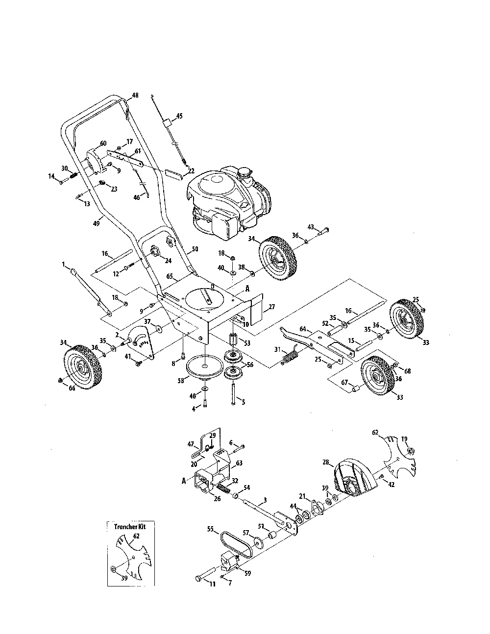 Edger Diagram and Parts List for 25B-554J799  MTD Edger