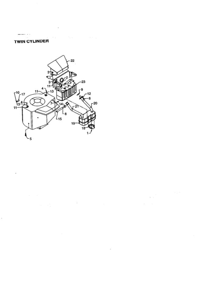 Twin Cylinder Air Flow Diagram and Parts List for 679  MTD Lawn Tractor