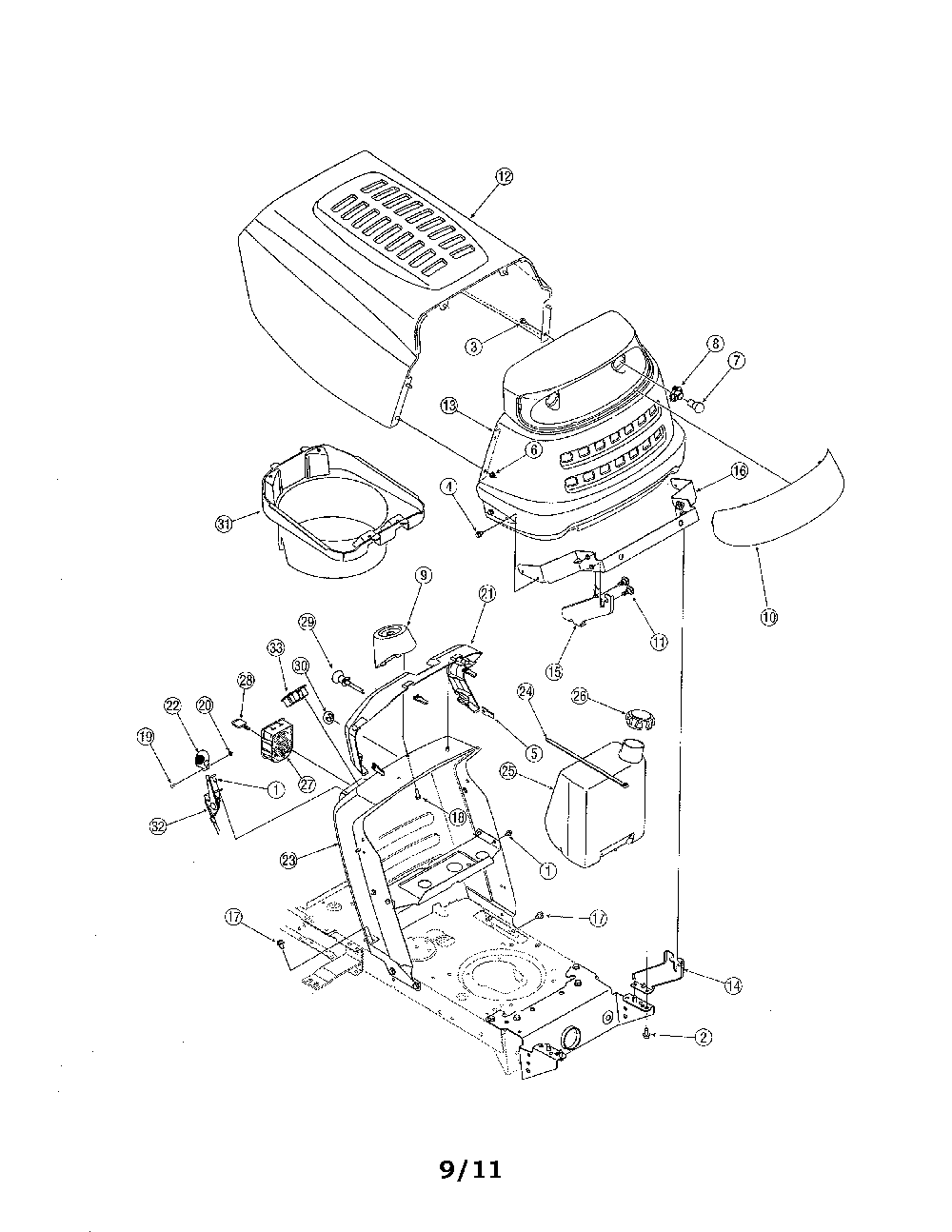 Bumper & hood Diagram and Parts List for 13AJ791G731  MTD Lawn Tractor