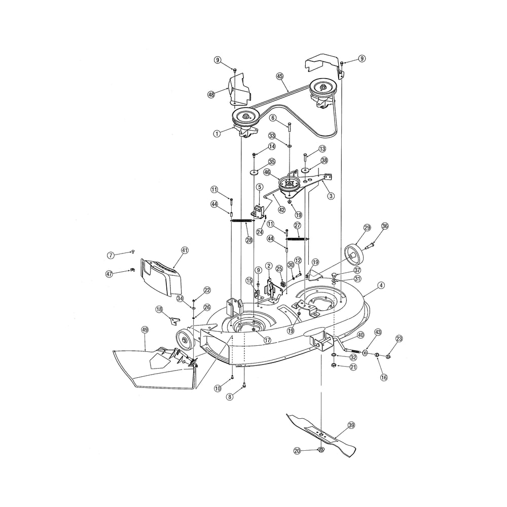 38-Inch Deck Diagram and Parts List for 13AH762F752  MTD Lawn Tractor