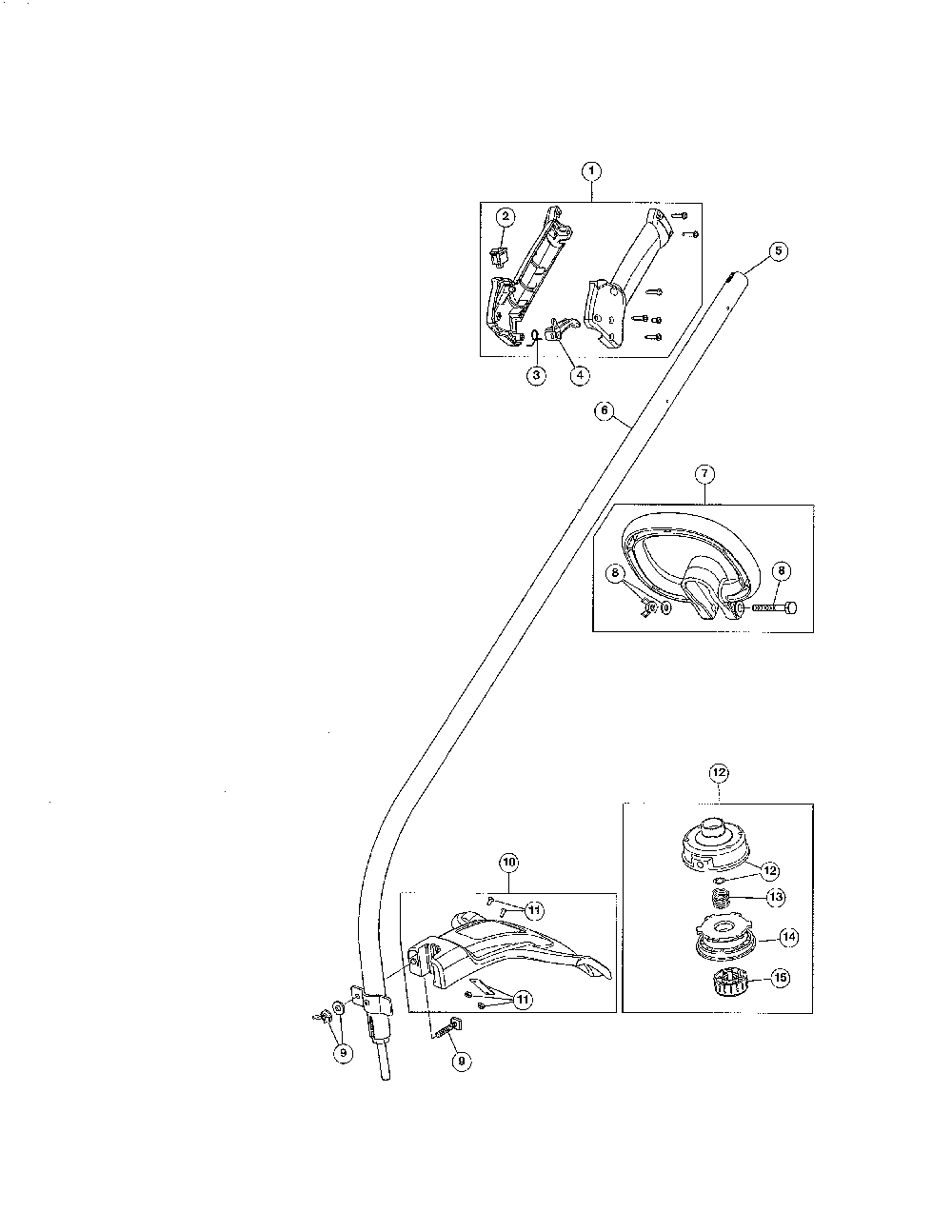 Shield/drive shaft/handle Diagram and Parts List for 41AD110G883  MTD Trimmer