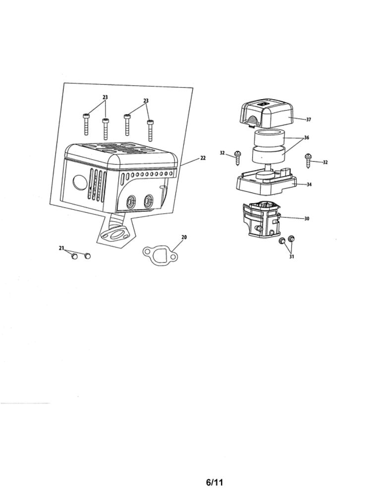 Muffler/Air Cleaner Housing Diagram and Parts List for 752Z170-L0  MTD Engine