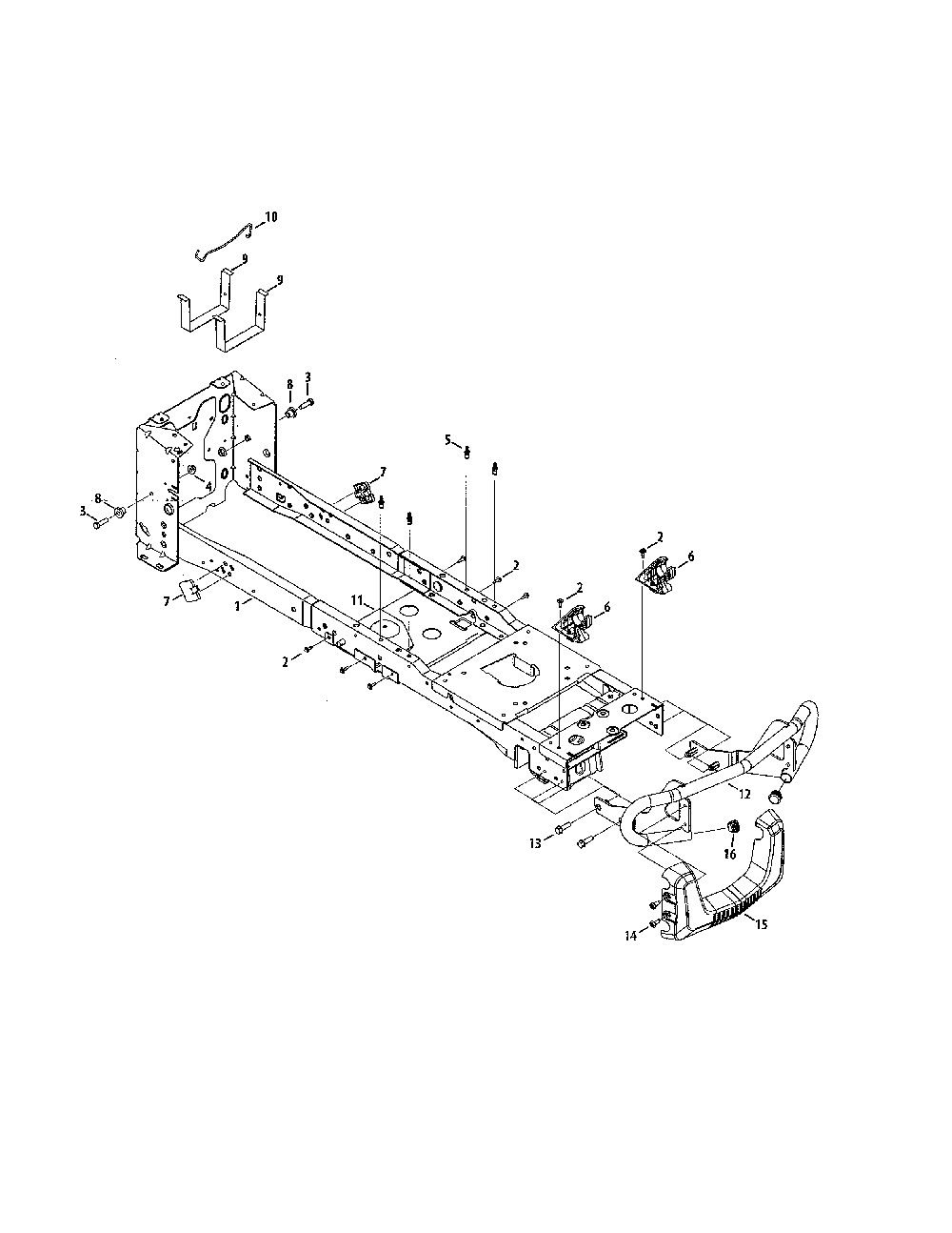 Frame Diagram and Parts List for 1417A3ZW099  MTD Lawn Tractor