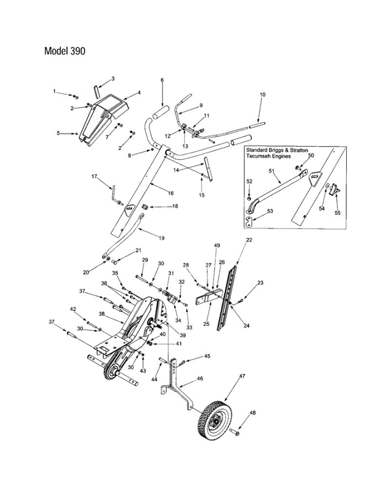 Handle/Cover-Handle/Frame 4 Diagram and Parts List for 340  MTD Tiller