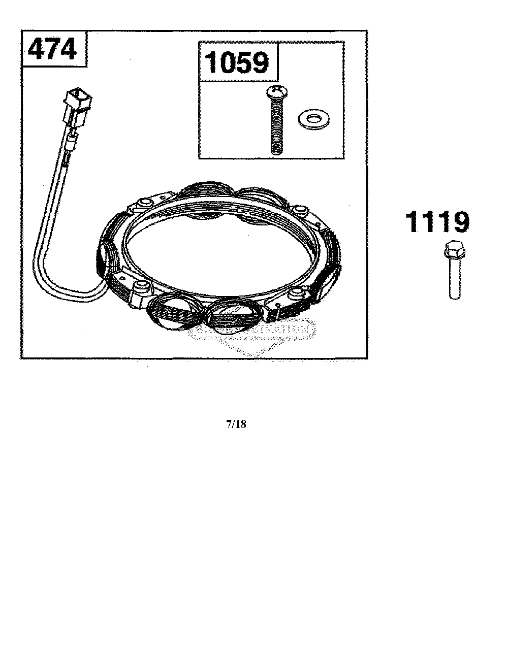 Alternator Diagram and Parts List for 13AL77XT099  MTD Lawn Tractor