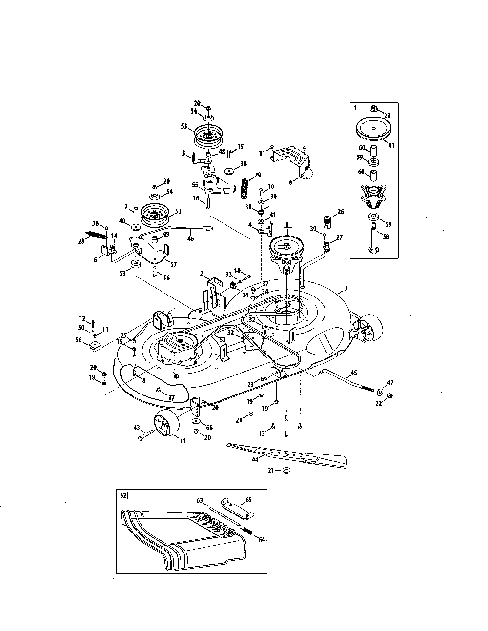 Mower deck/spindle Diagram and Parts List for 13AL79XS099  MTD Lawn Tractor