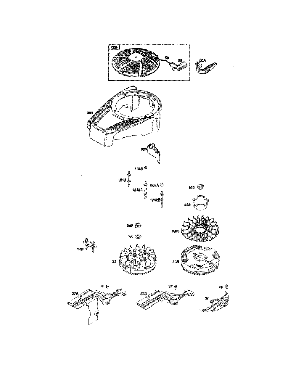 Flywheel/blower housing Diagram and Parts List for 12BVB15R799  MTD Lawn Mower