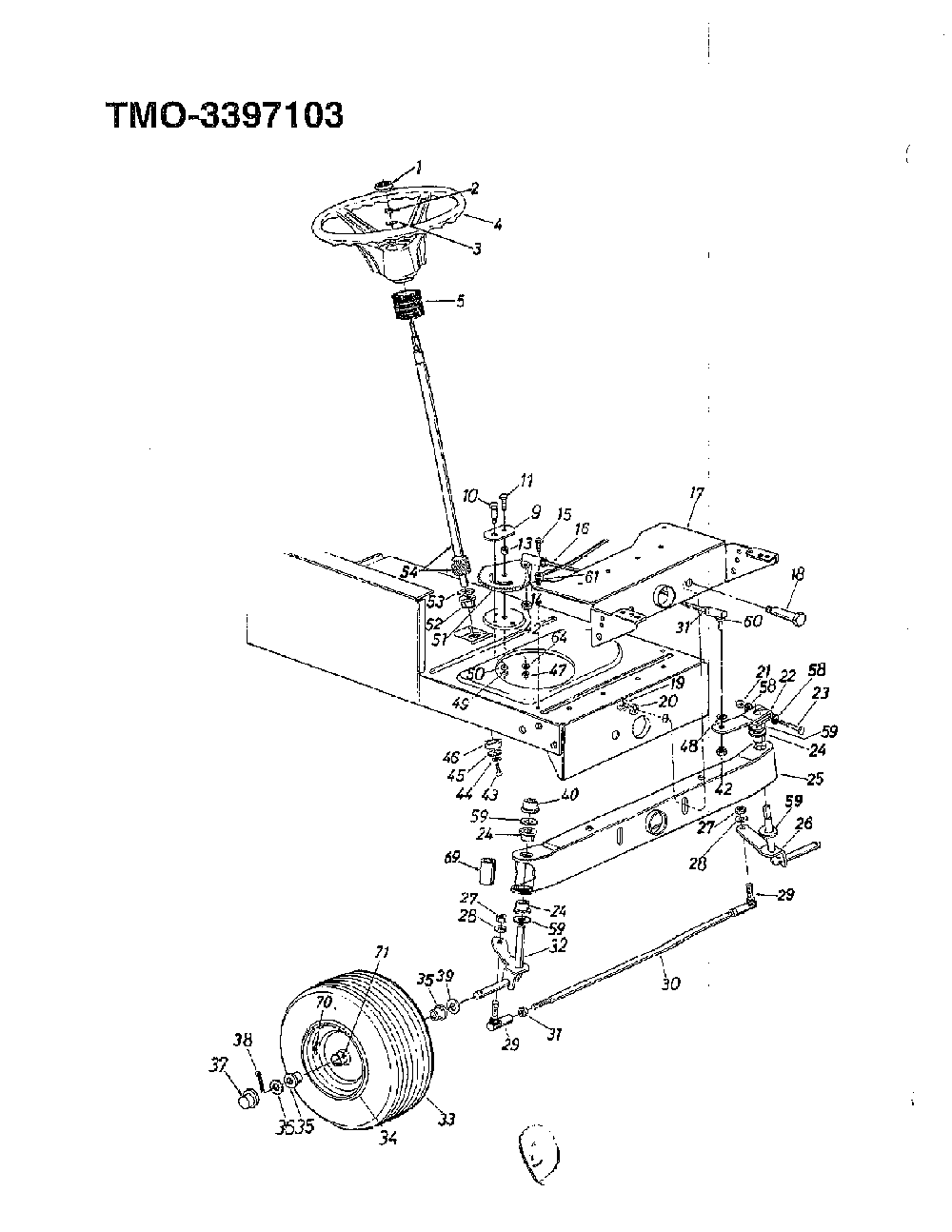 38" lawn tractor/wheel chart Diagram and Parts List for 3397103  MTD Lawn Tractor