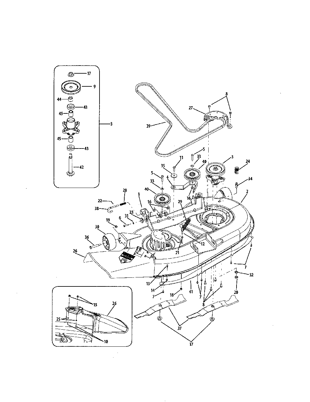 42" mower deck Diagram and Parts List for 17AC2ACG055  MTD Lawn Mower
