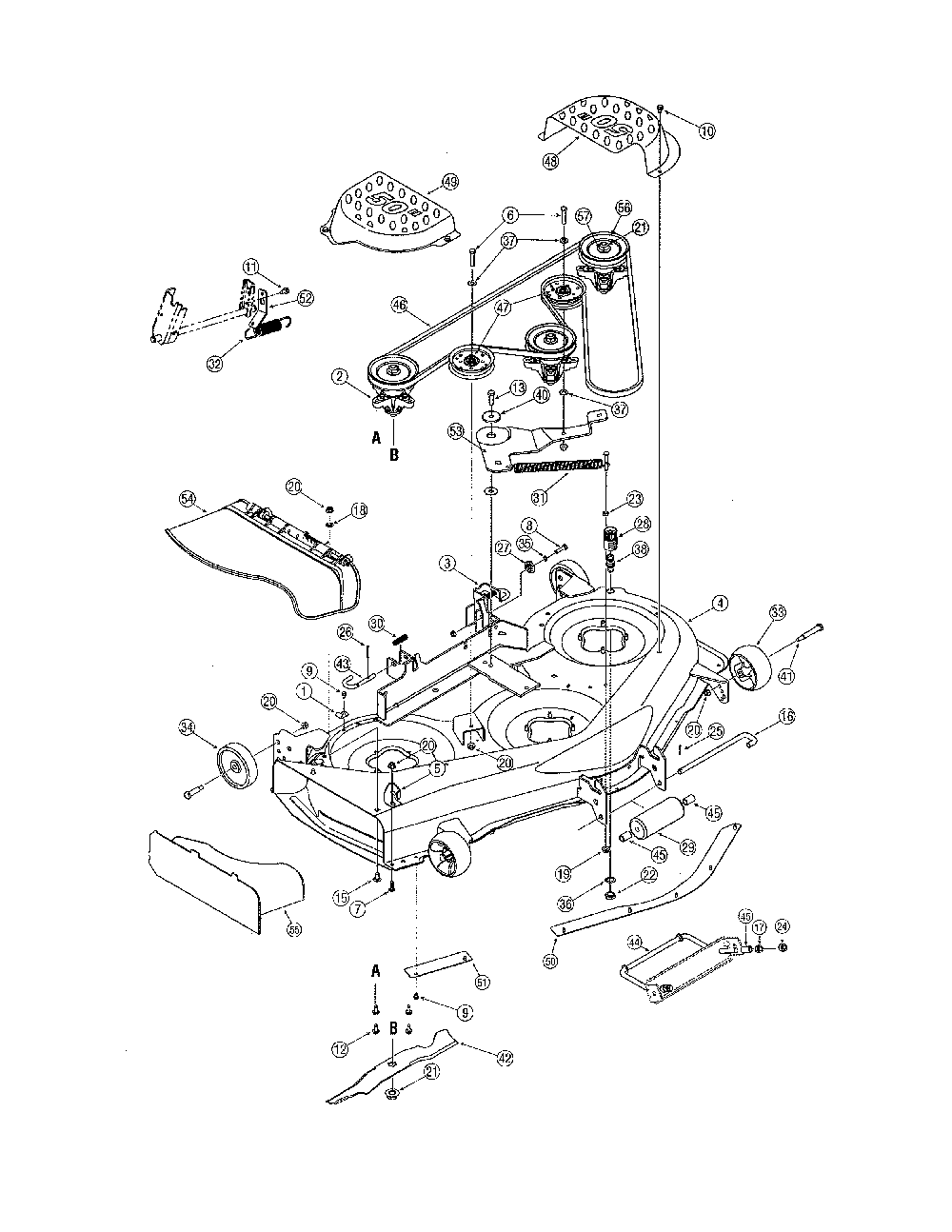 50" electric pto deck Diagram and Parts List for 13AP625K730  MTD Lawn Tractor