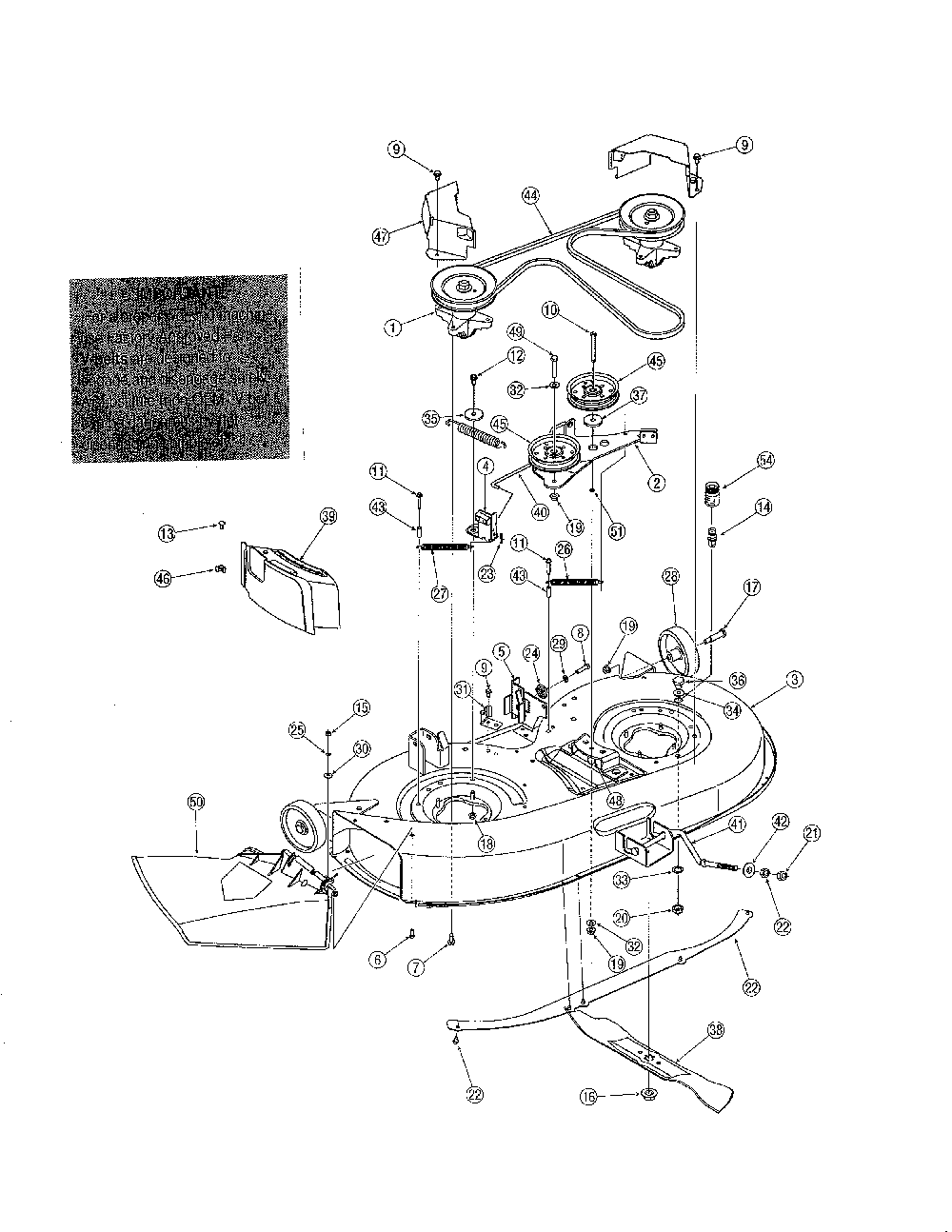 42" deck Diagram and Parts List for 13RN771H729  MTD Lawn Tractor