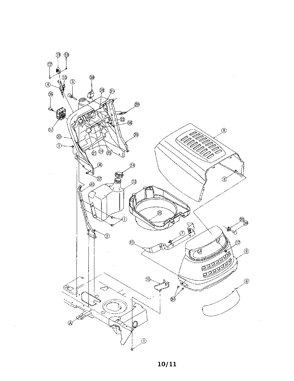 Bumper/hood Diagram and Parts List for 13AX611G705  MTD Lawn Tractor