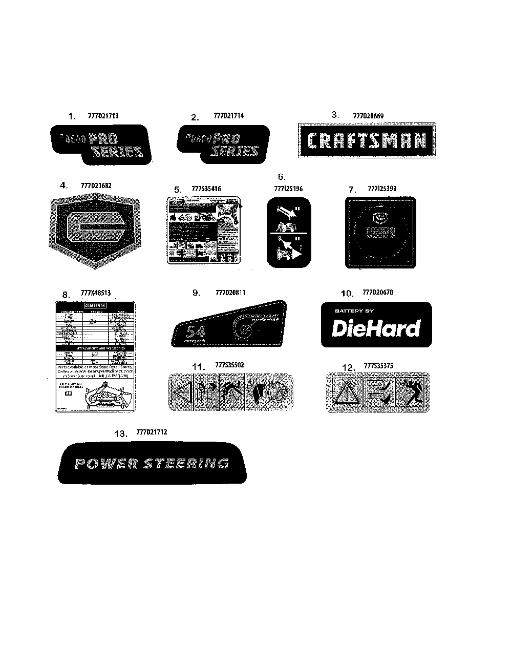 Decals Diagram and Parts List for 1417A3ZW099  MTD Lawn Tractor