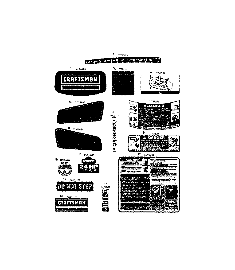 Decals Diagram and Parts List for 13AR91PS299  MTD Lawn Tractor