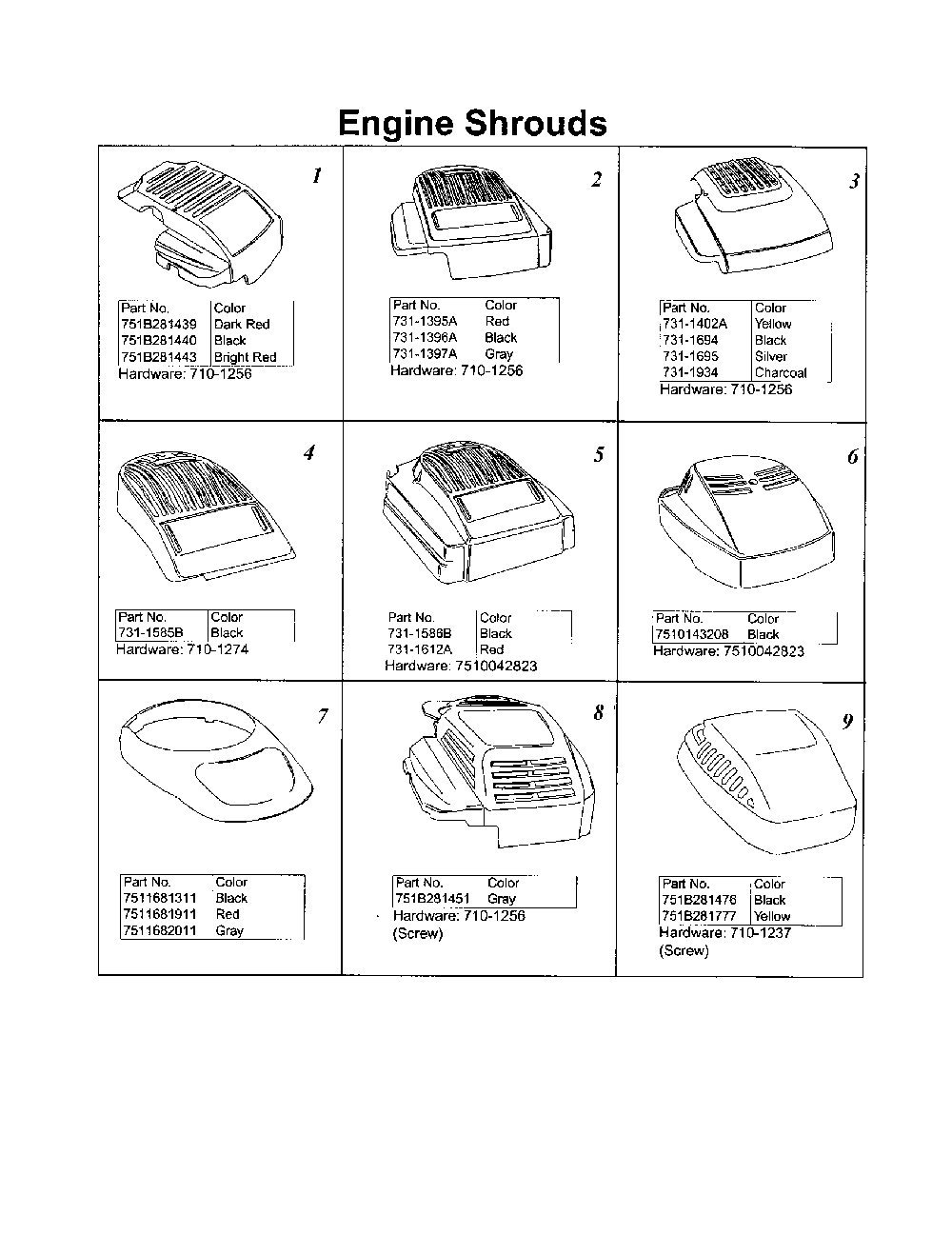 Engine shrouds Diagram and Parts List for 520-MOWER  MTD Lawn Mower