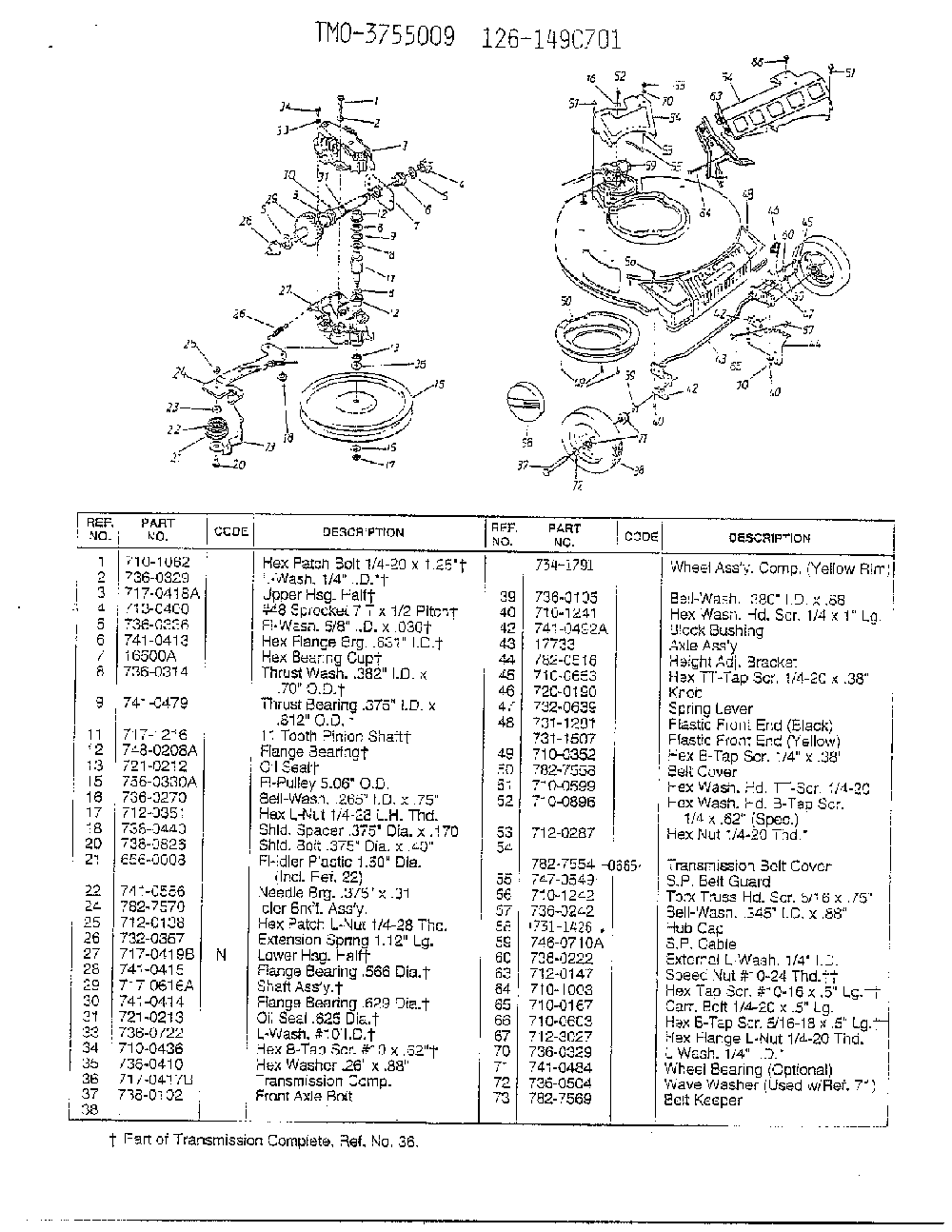 Model e847e page 4 Diagram and Parts List for 126-149C701  MTD Lawn Tractor