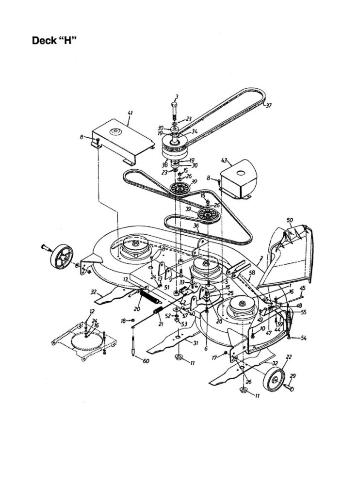 Deck-H Diagram and Parts List for 665  MTD Lawn Tractor
