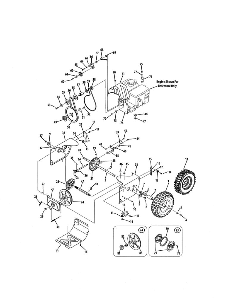 Drive System Diagram and Parts List for 769-04194  MTD Snow Blower