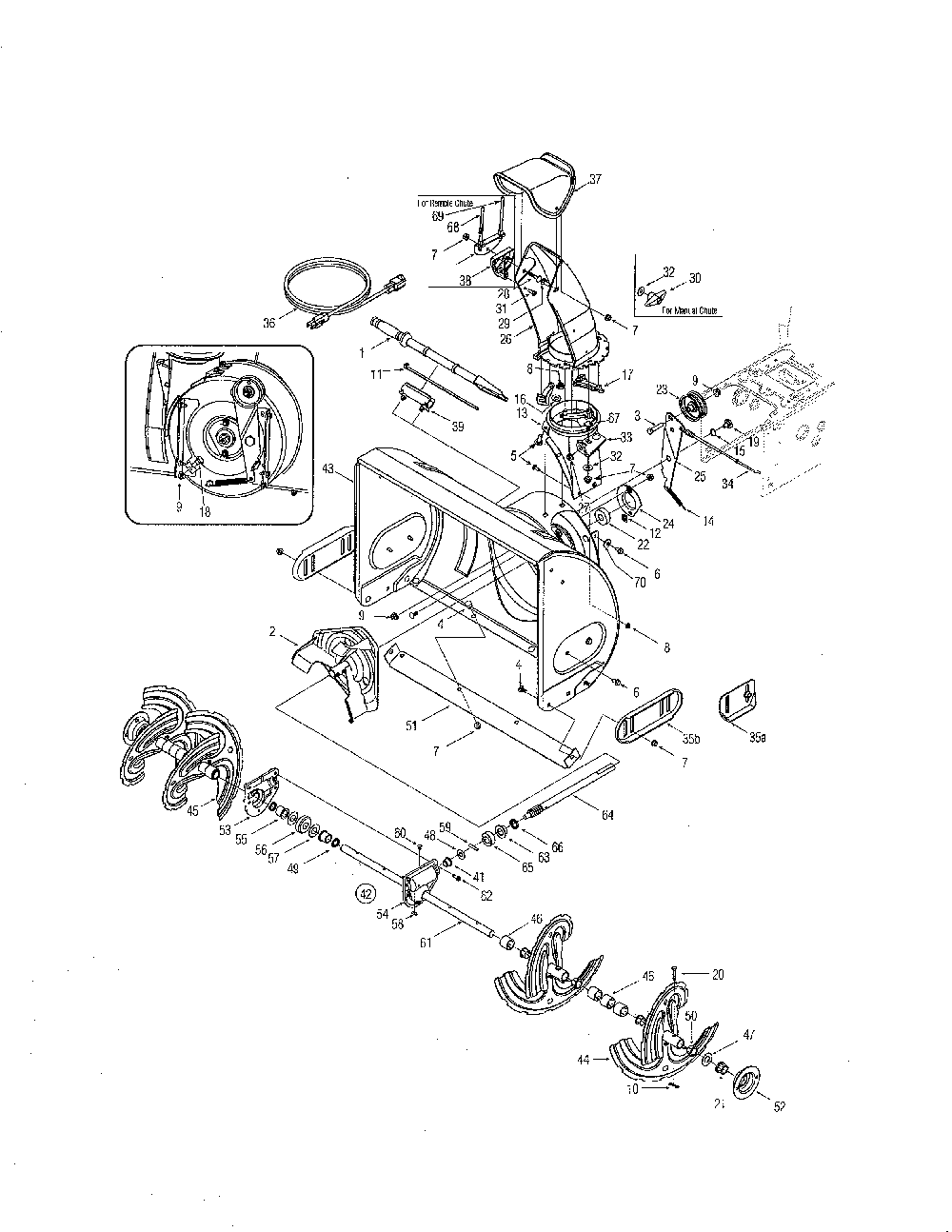 Auger & housing/chute Diagram and Parts List for 31AE6GKG731  MTD Snow Blower
