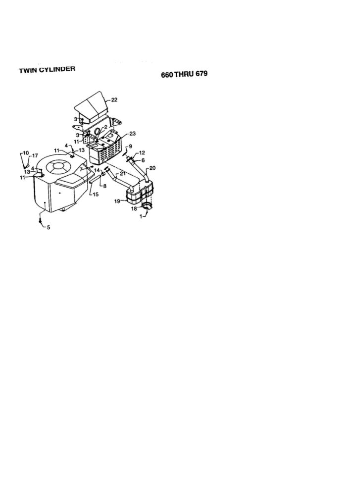 Twin Cylinder Air Flow Diagram and Parts List for 663  MTD Lawn Tractor