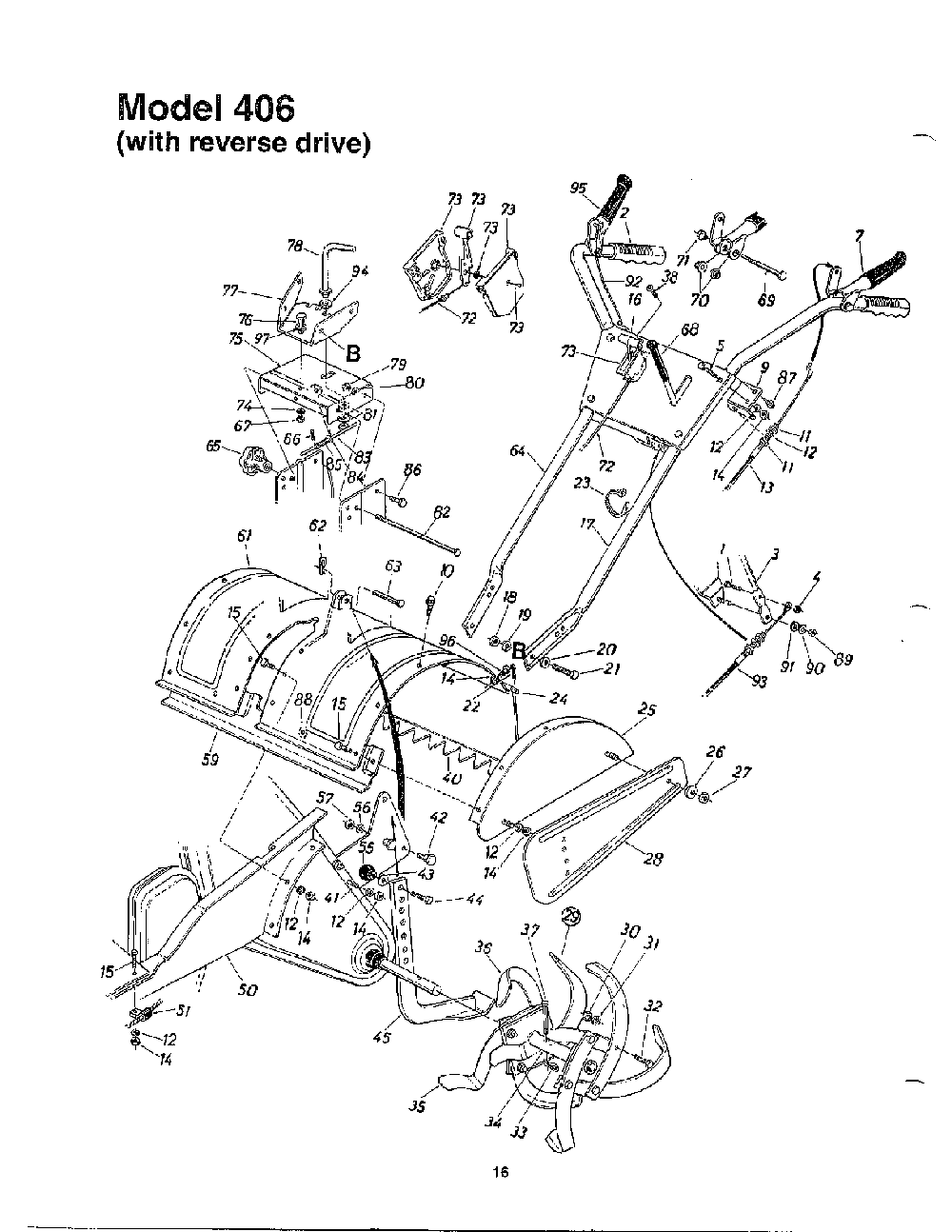 Tiller Diagram and Parts List for 3903003  MTD Tiller