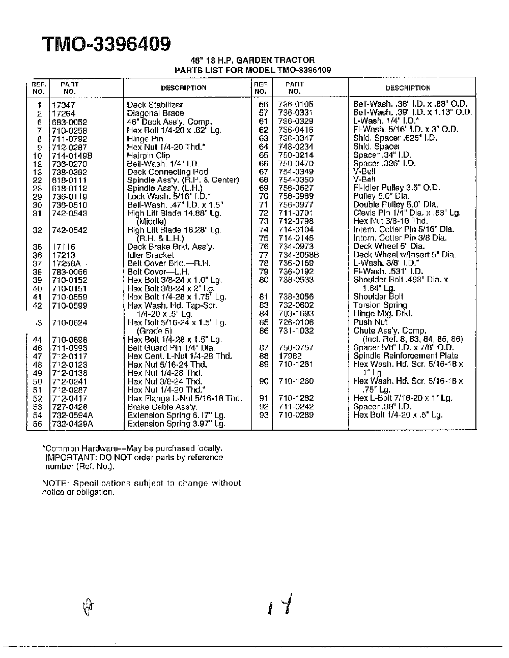 46" 18hp garden tractor page 13 Diagram and Parts List for 3396409  MTD Lawn Tractor