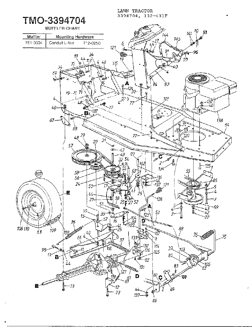 11.5hp 38" lawn tractor page 5 Diagram and Parts List for 3394704  MTD Lawn Tractor