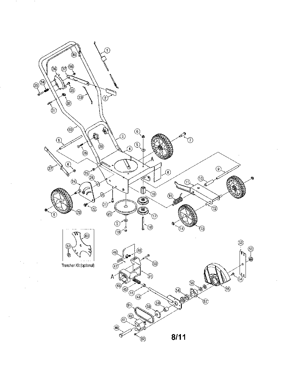 Edger parts Diagram and Parts List for 25B-551A700  MTD Edger