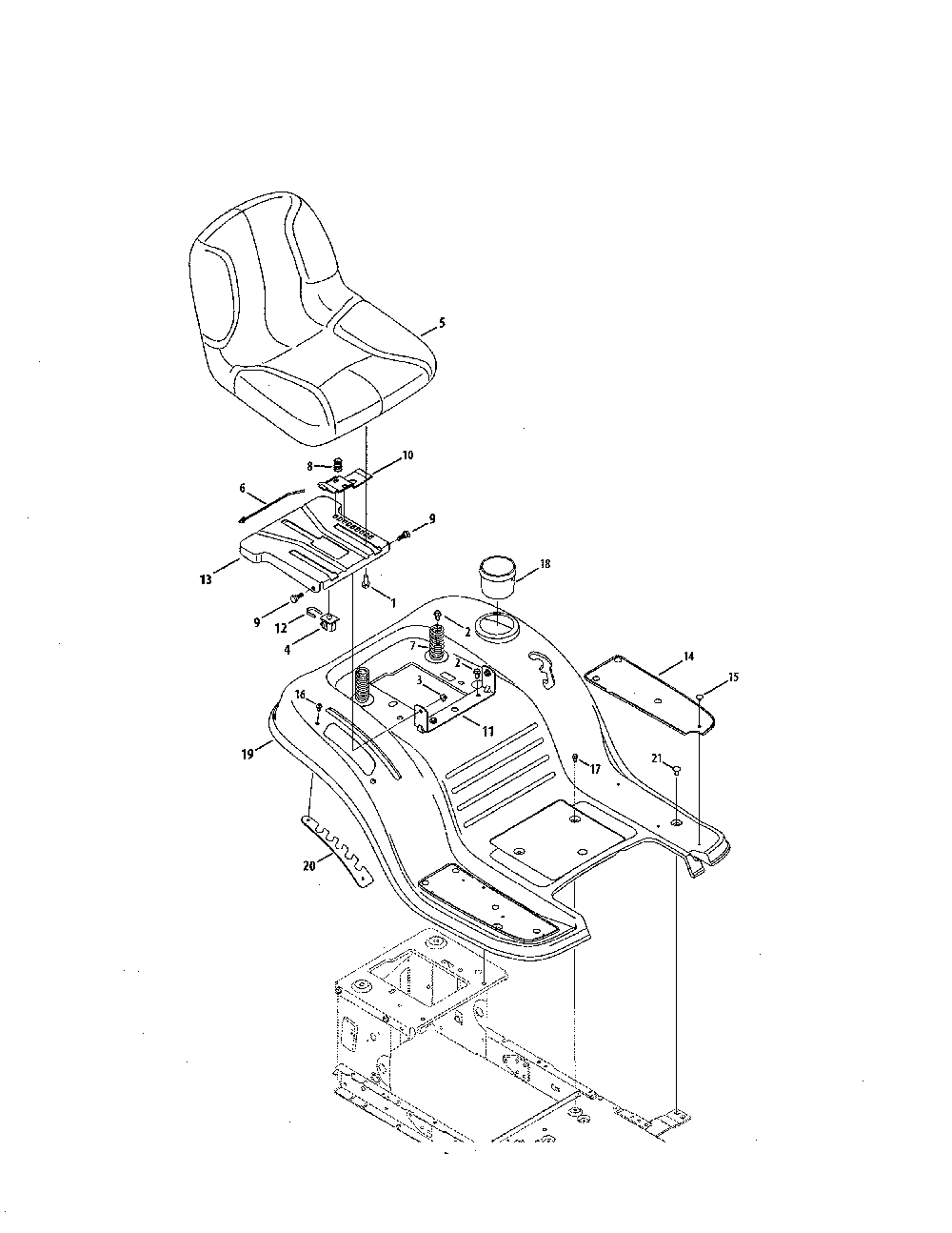 Seat/fender Diagram and Parts List for 13AL79XS099  MTD Lawn Tractor