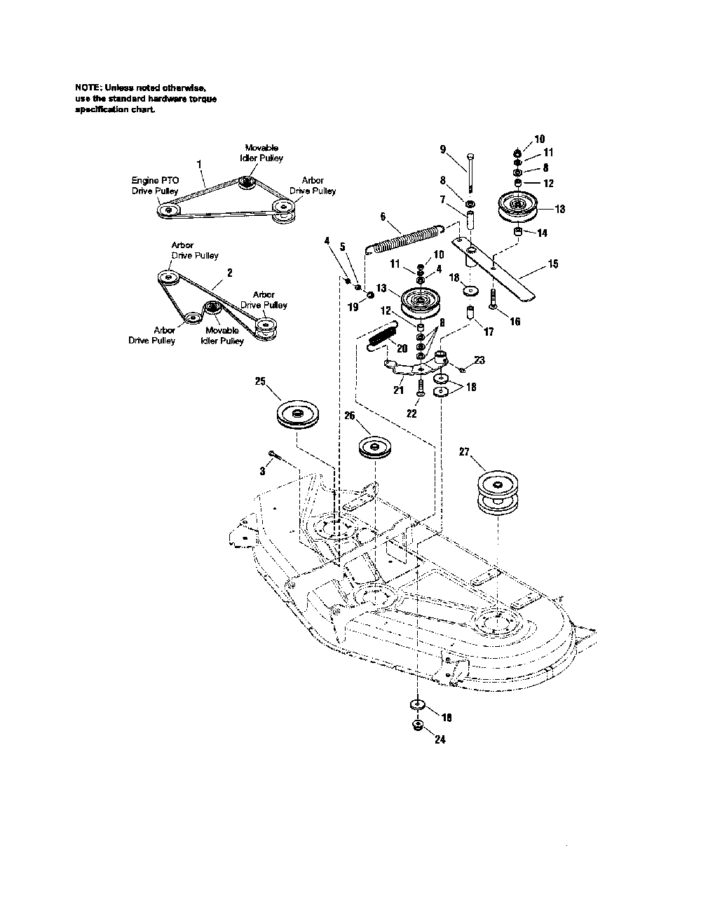 54" deck-arbor drive Diagram and Parts List for PGT9500  MTD Lawn Tractor