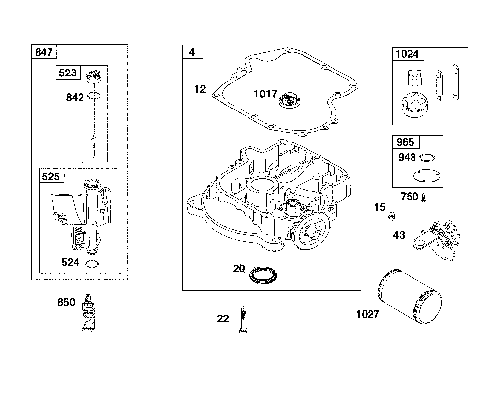 Crankcase cover/sump/lubrication Diagram and Parts List for 13AL79XT093  MTD Lawn Tractor