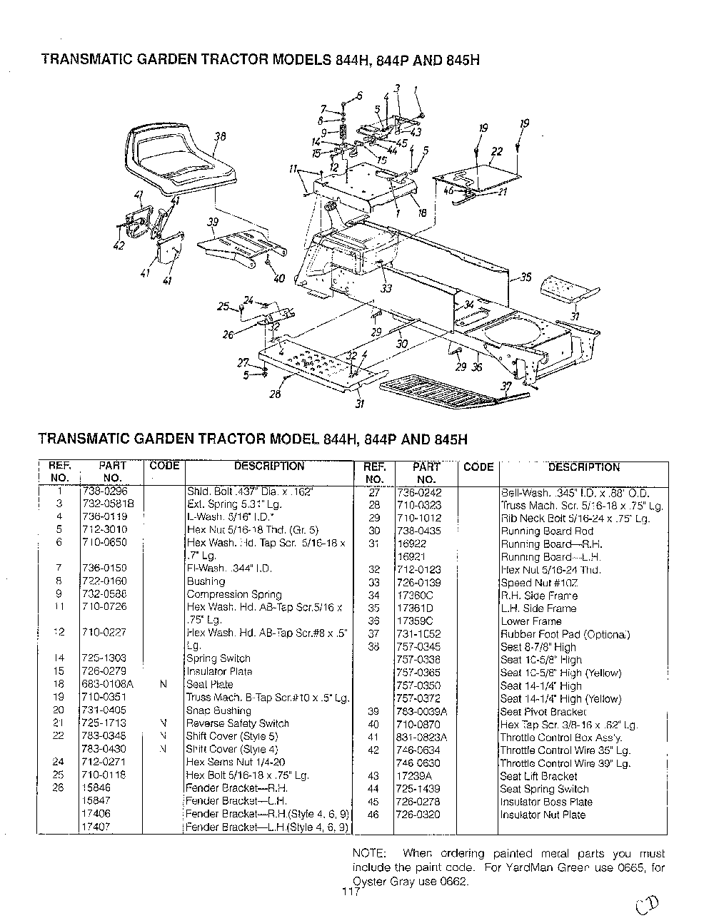 46" garden tracto-con't on card 36 page 6 Diagram and Parts List for 14AJ844H401  MTD Lawn Tractor