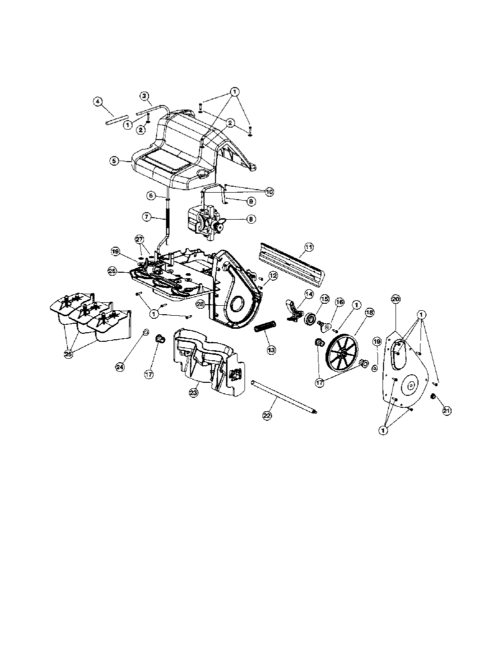 Vane/motor/drive shaft Diagram and Parts List for 31C-040-701  MTD Snow Blower