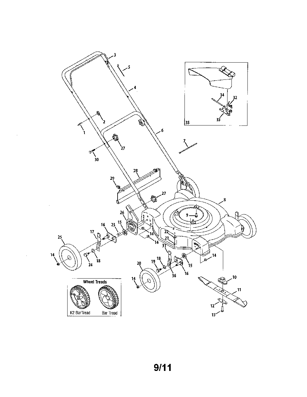 Lawn mower Diagram and Parts List for 11A-030F200  MTD Lawn Mower