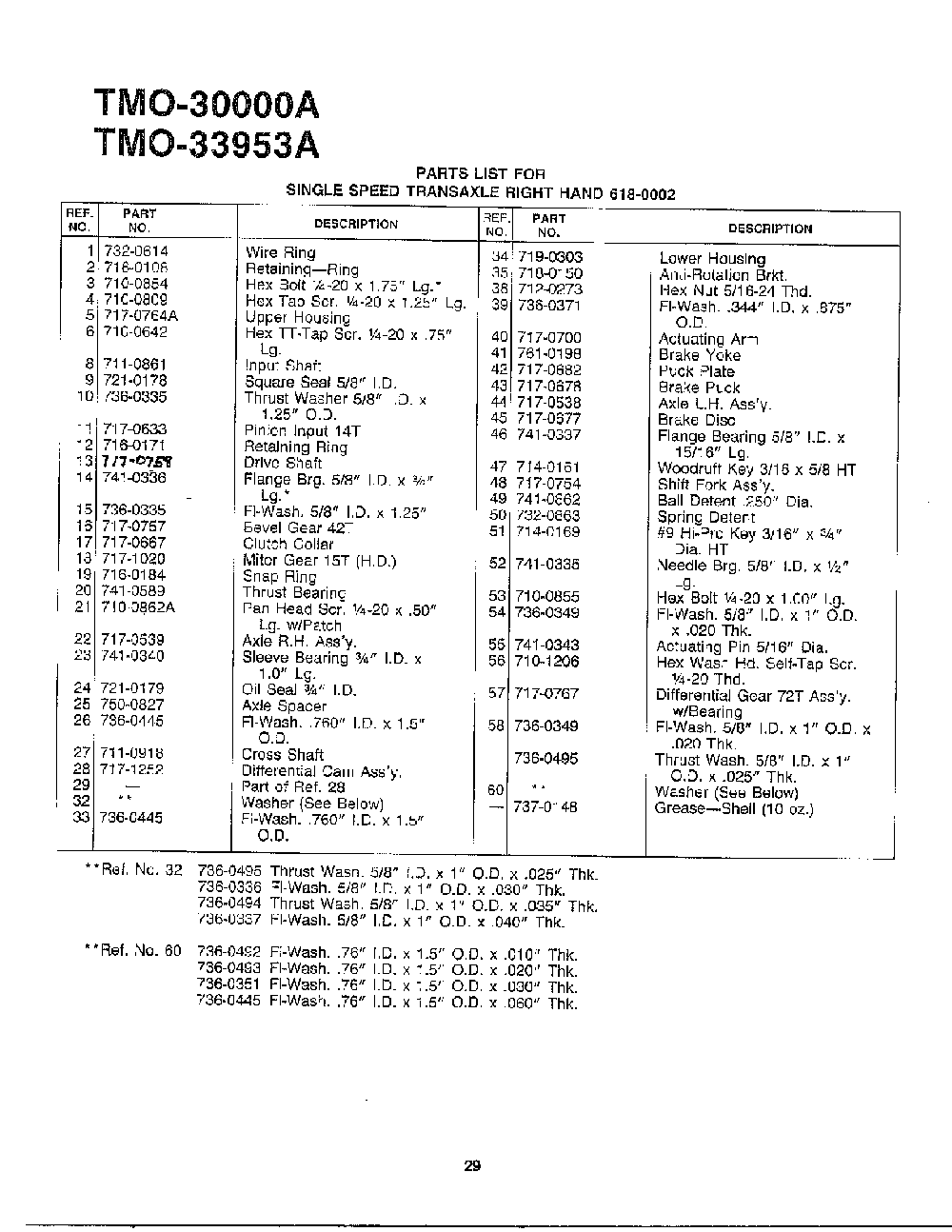Single speed transaxle right hand page 2 Diagram and Parts List for 3000A  MTD Lawn Tractor