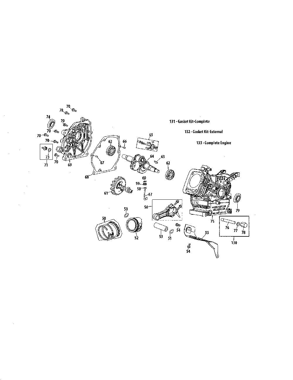 Short block/crankshaft Diagram and Parts List for 31AS63TF799  MTD Snow Blower