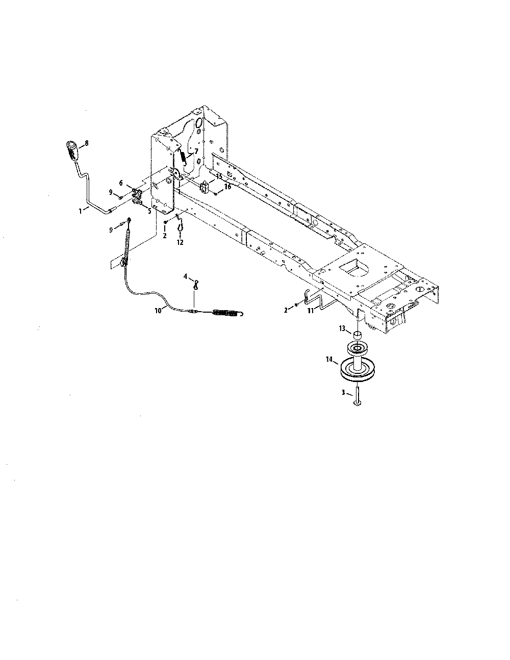 Pto cable & handle Diagram and Parts List for 13AJA1ZS099  MTD Lawn Tractor