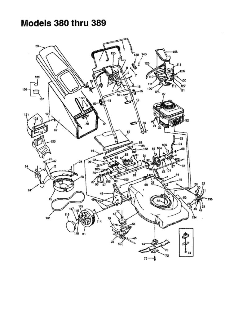 Deck - Bag - Wheel 2 Diagram and Parts List for 370  MTD Lawn Mower
