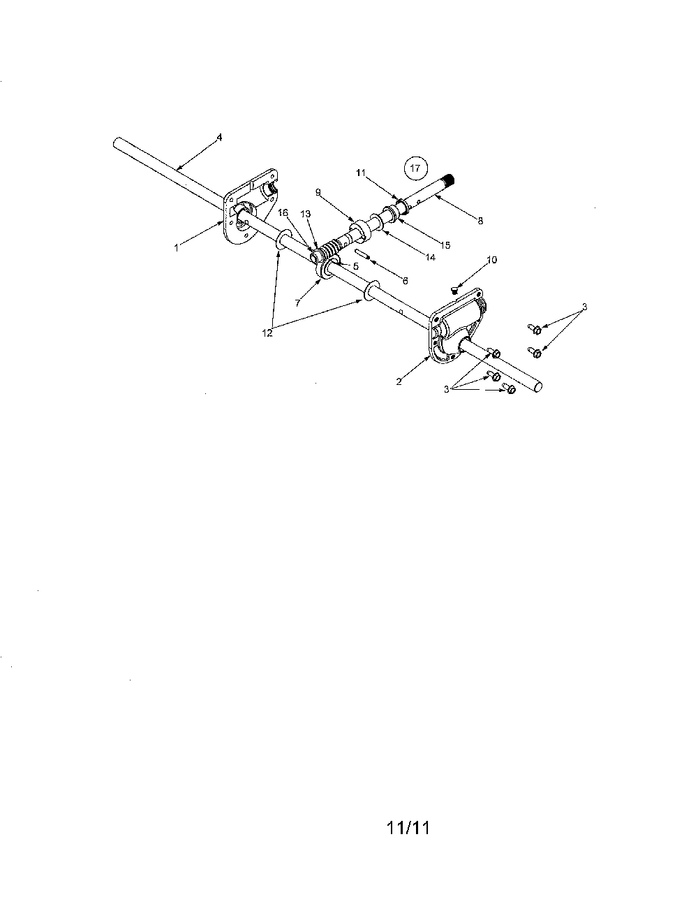 Axle Diagram and Parts List for 31AE6C3H131  MTD Snow Blower