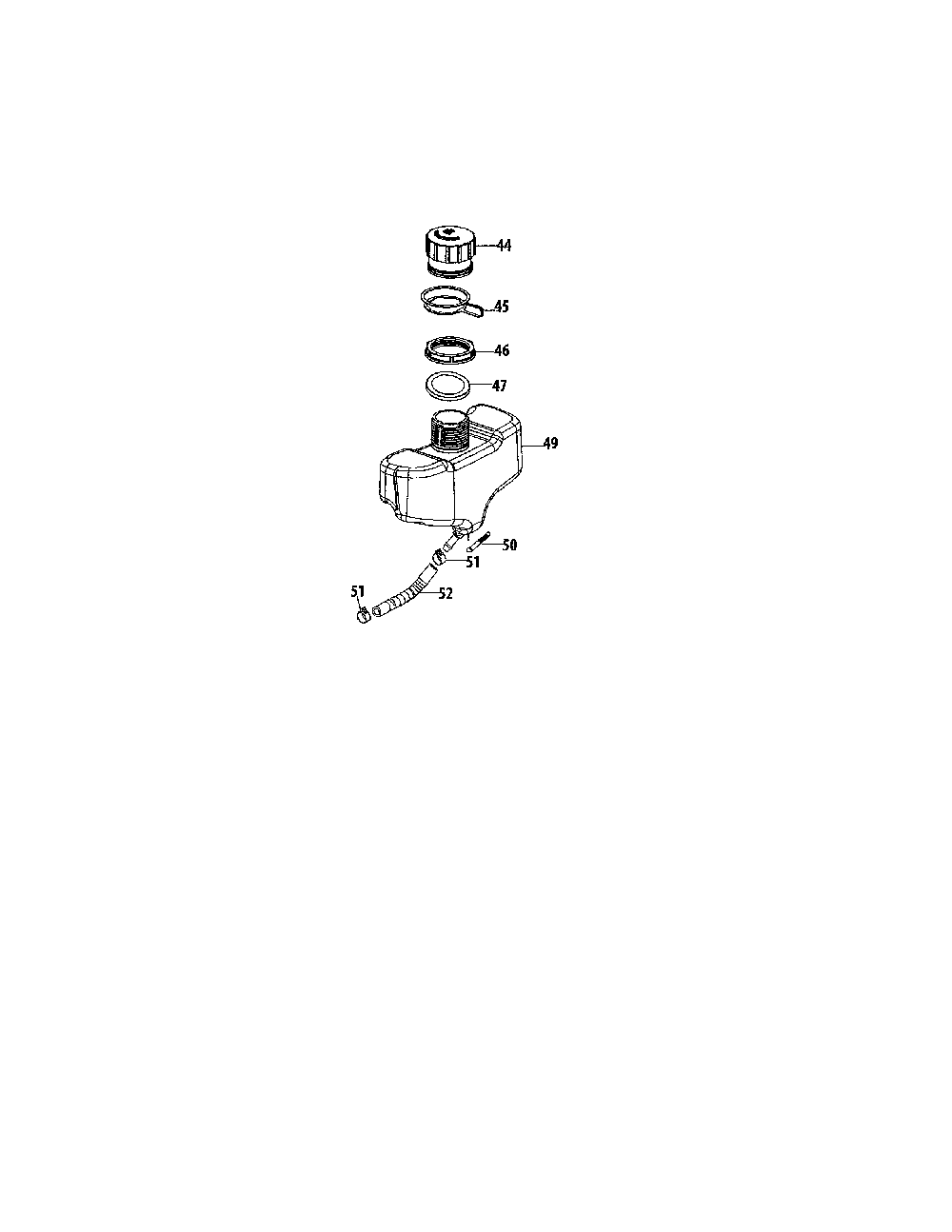Fuel tank Diagram and Parts List for 25B-55J1799  MTD Edger