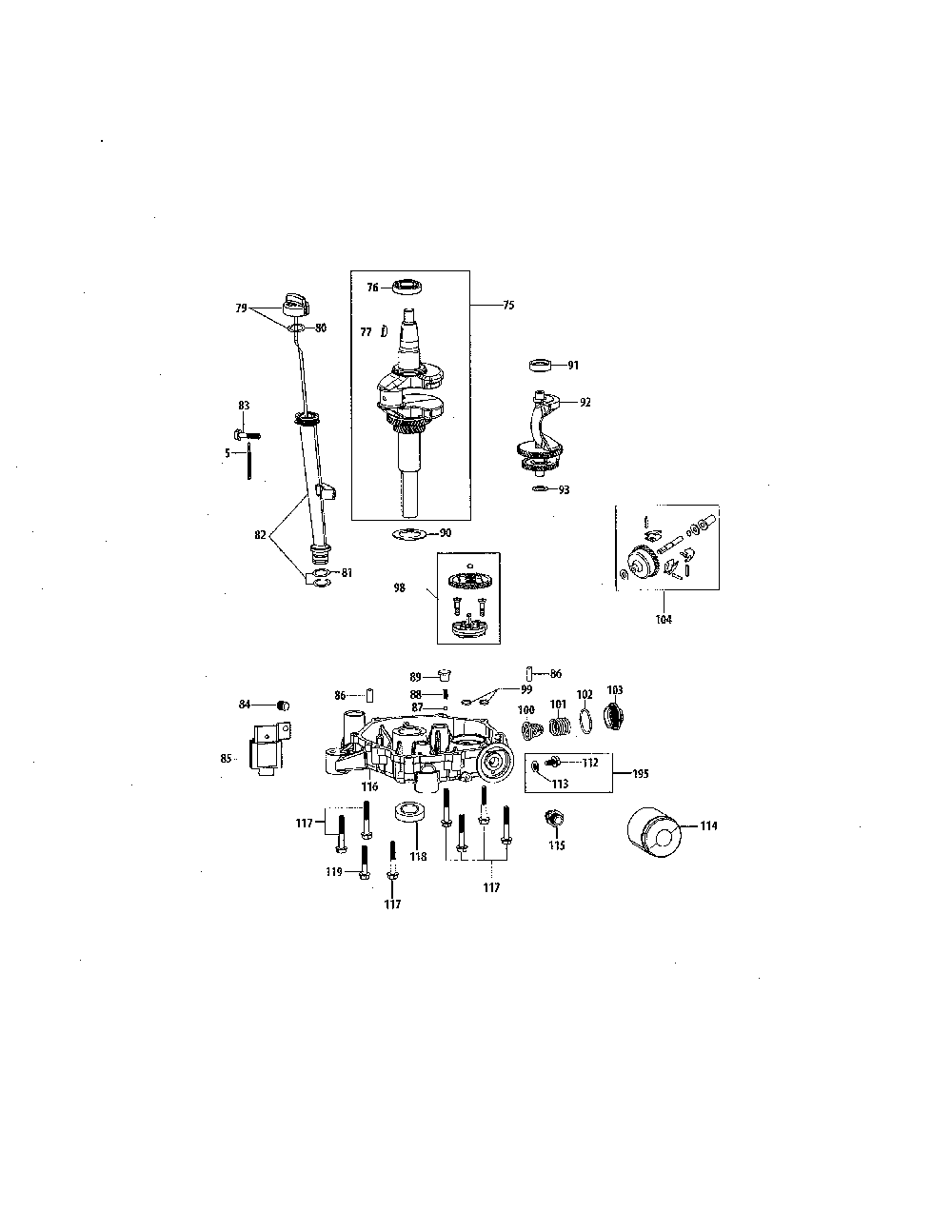 Crankshaft/crankcase cover Diagram and Parts List for 13B226JD299  MTD Lawn Mower