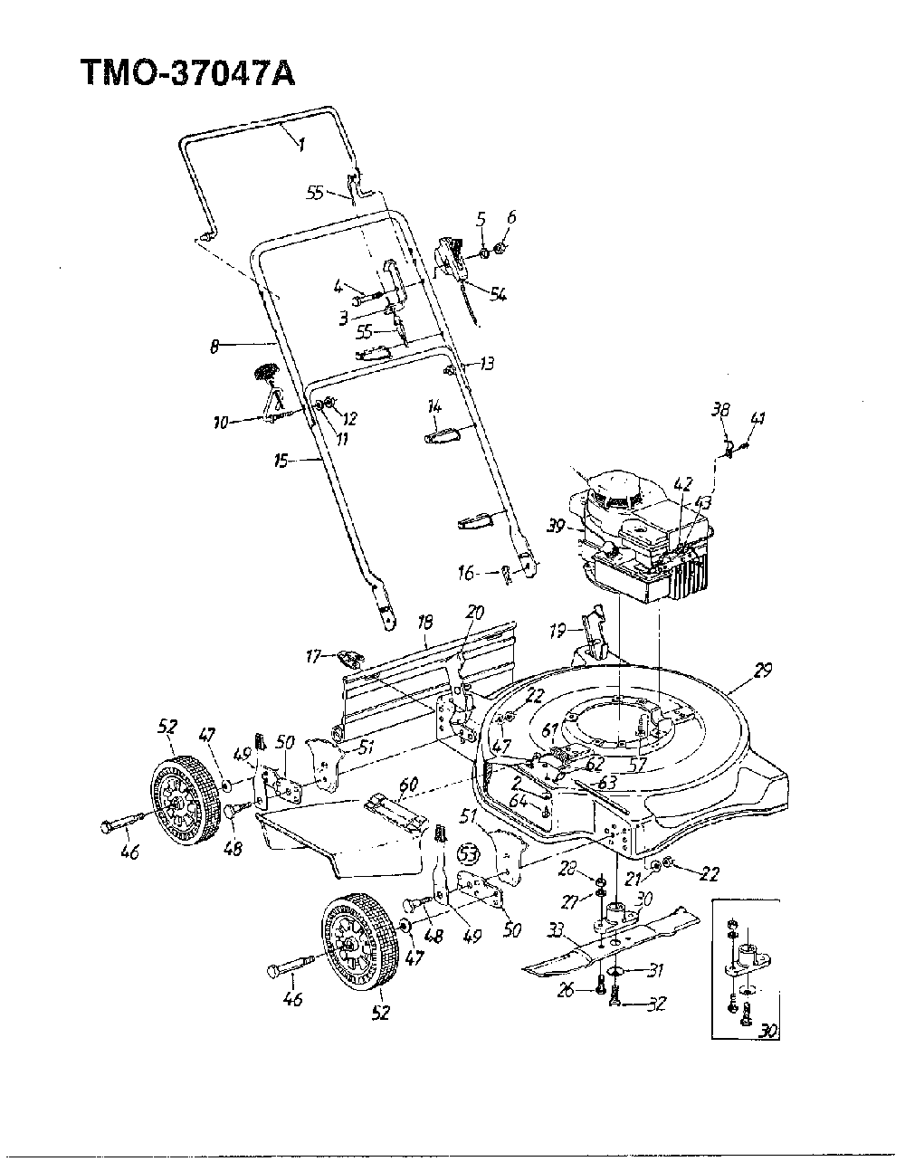 3.5hp 22" rotary mower Diagram and Parts List for 37047A  MTD Lawn Mower