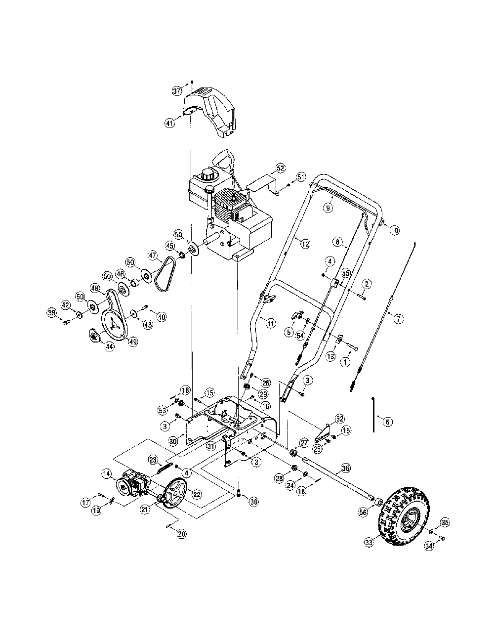 Handle/drive housing Diagram and Parts List for 31AS3CAD799  MTD Snow Blower
