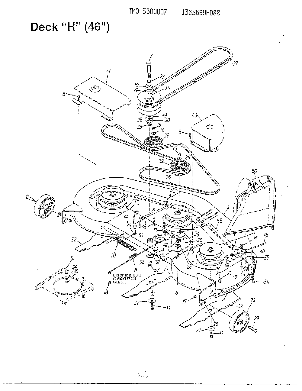 Deck "h" Diagram and Parts List for 3600007  MTD Lawn Tractor