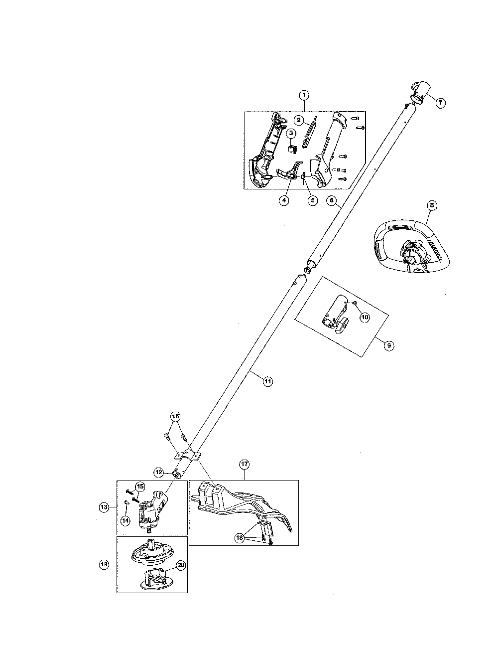 Handle/drive shaft Diagram and Parts List for 41DDZ24C799  MTD Trimmer