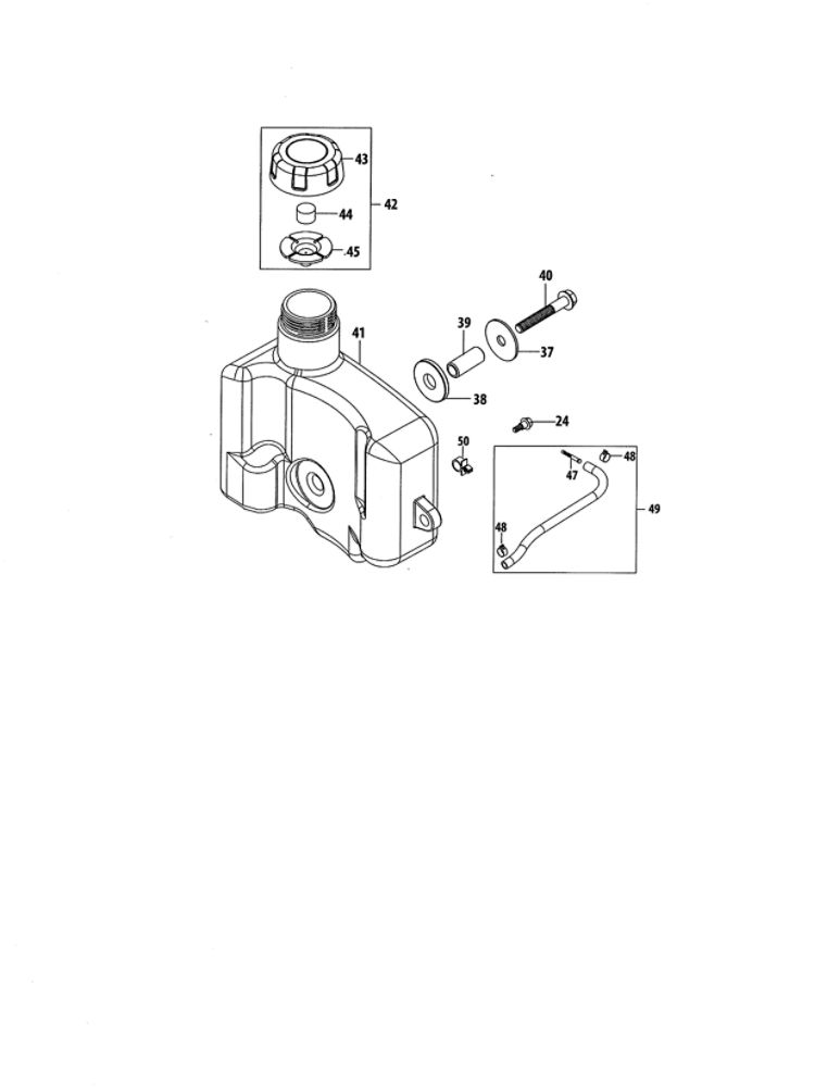 Fuel Tank Diagram and Parts List for 952Z1P70C0A  MTD Engine