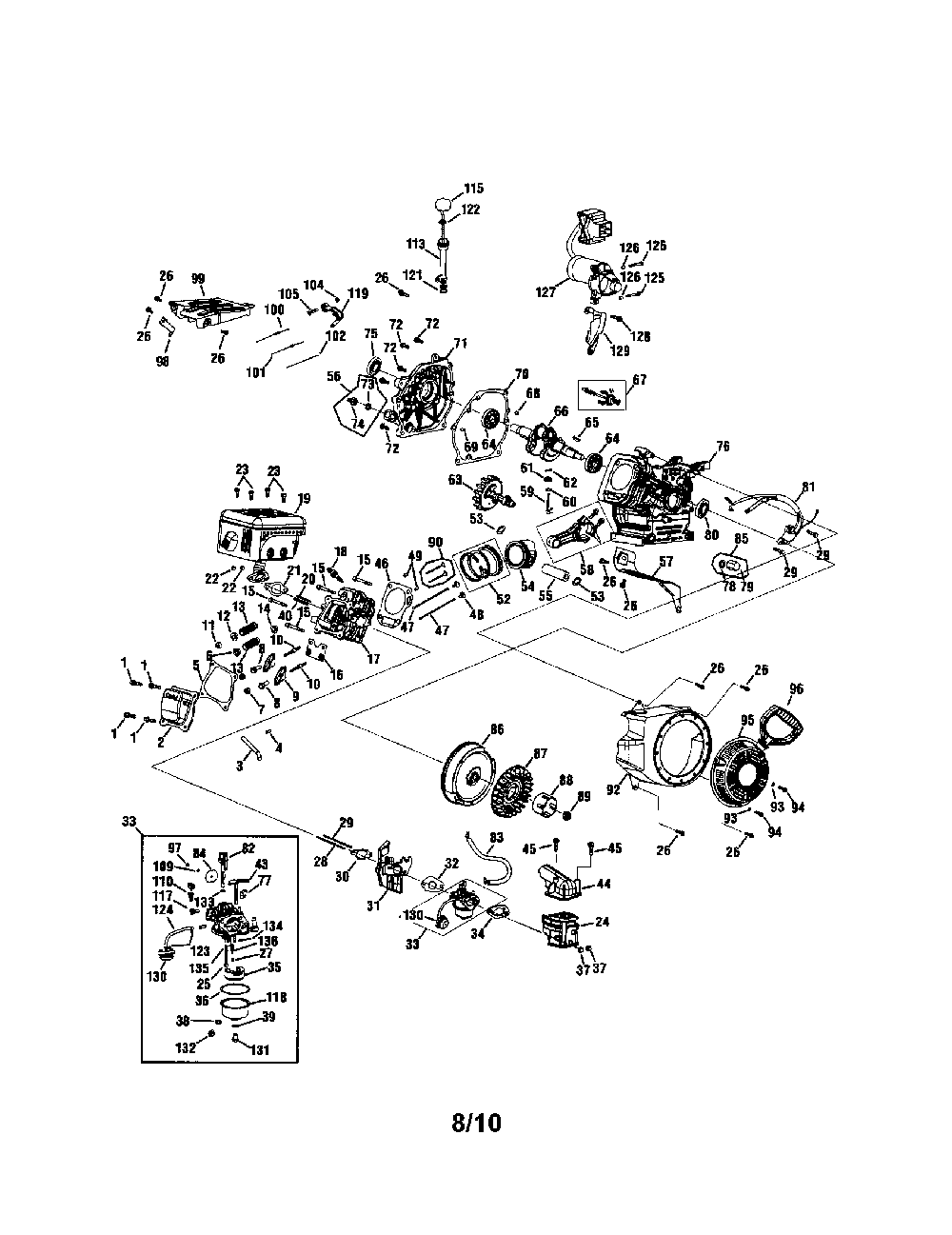 Engine Diagram and Parts List for 752Z265-JU  MTD Engine